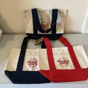 3 Trader Joe's Canvas Tote Bags Mini - retired colors, pastels coming out soon